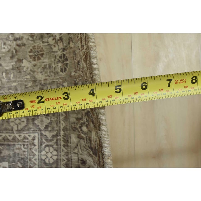 Tabriz Rug 10′ X 12’10” Ivory Wool Vintage Distressed Hand-Knotted Carpet For Sale - Image 13 of 15