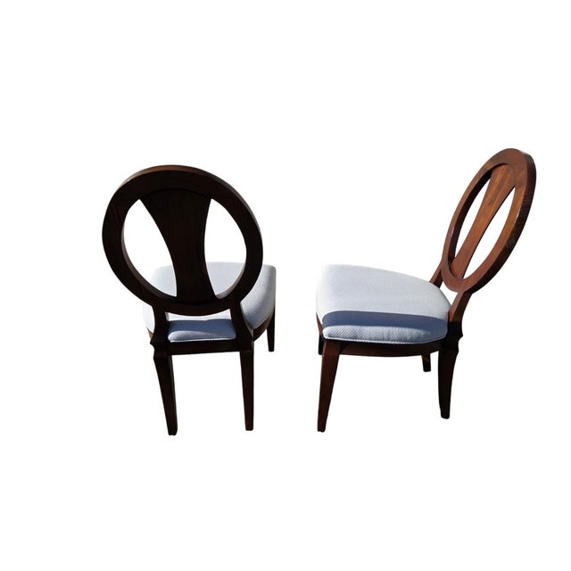 1990s 1990s Ethan Allen Horizons Dining Side Chair Pair Wood Oval Slat Back Accent Living Room For Sale - Image 5 of 15