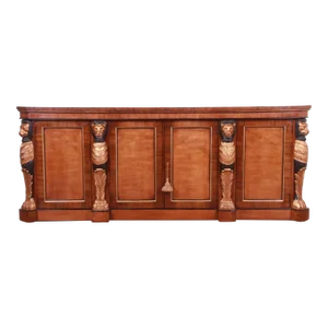 Drexel Heritage Empire Style Sideboard or Bar Cabinet With Carved Lions