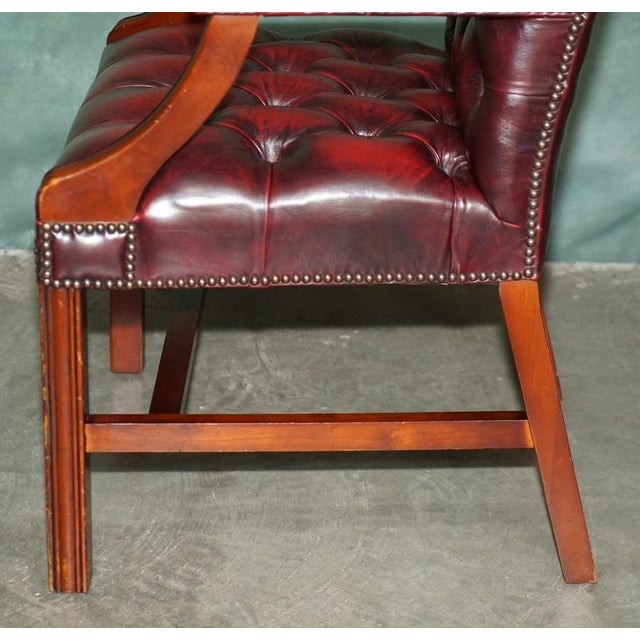 Georgian Oxblood Leather and Hardwood Gainsborough Library Armchair For Sale - Image 16 of 17