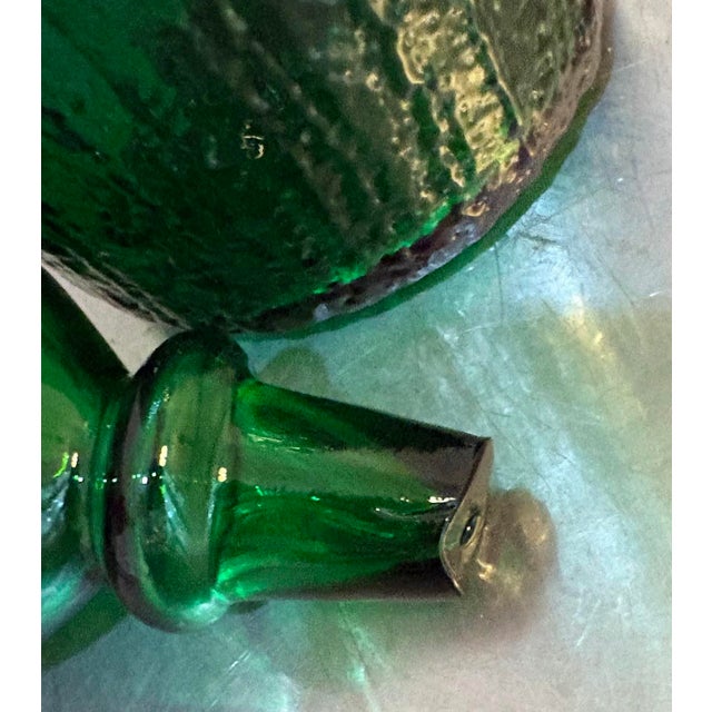 Mid-Century Modern 1950s Mid Century Modern Green Glass Large Decanter For Sale - Image 3 of 4