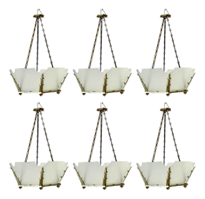 Odeon Style Opalescent Hanging Light Shades, 1920s, Set of 6