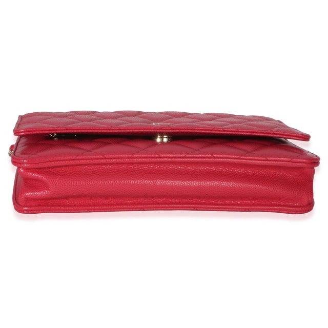 2020s Dark Pink Quilted Caviar Wallet On Chain For Sale - Image 5 of 10