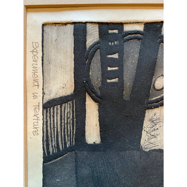 1963 "Experiment in Texture" Framed and Signed Collagraph Print For Sale - Image 4 of 10