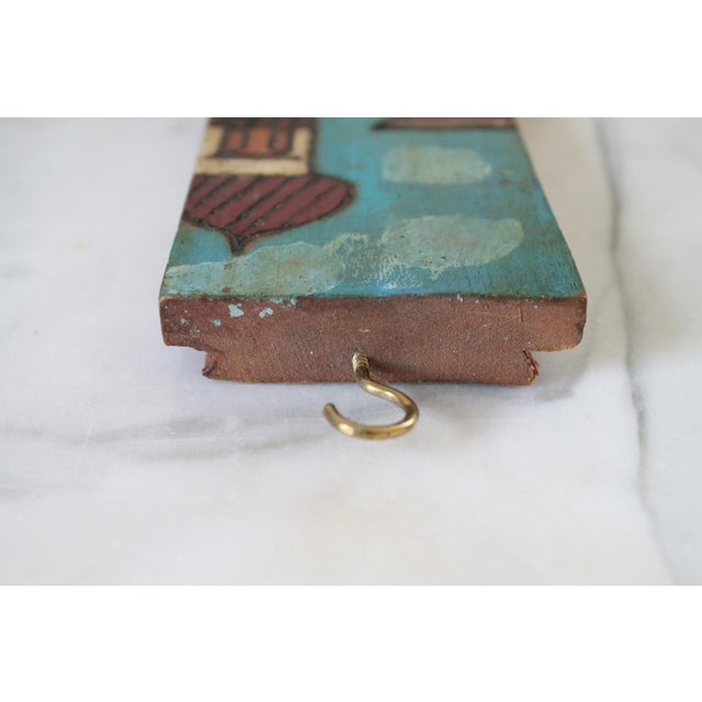 Mid 20th Century Vintage Hand Painted Folk Art Wood Carving For Sale - Image 5 of 9