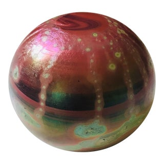 R C Iridescent Burgundy Paperweight For Sale
