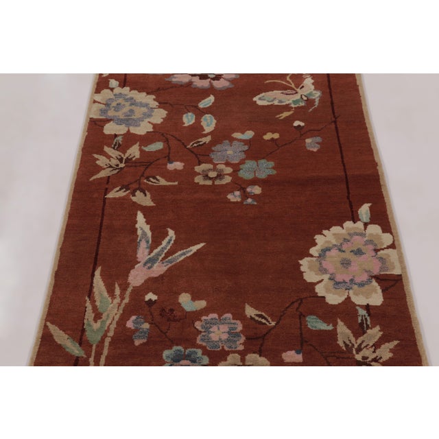 Rug & Kilim Rug & Kilim’s Chinese Art Deco Inspired Rug, Rust With Florals and Figurals For Sale - Image 4 of 8