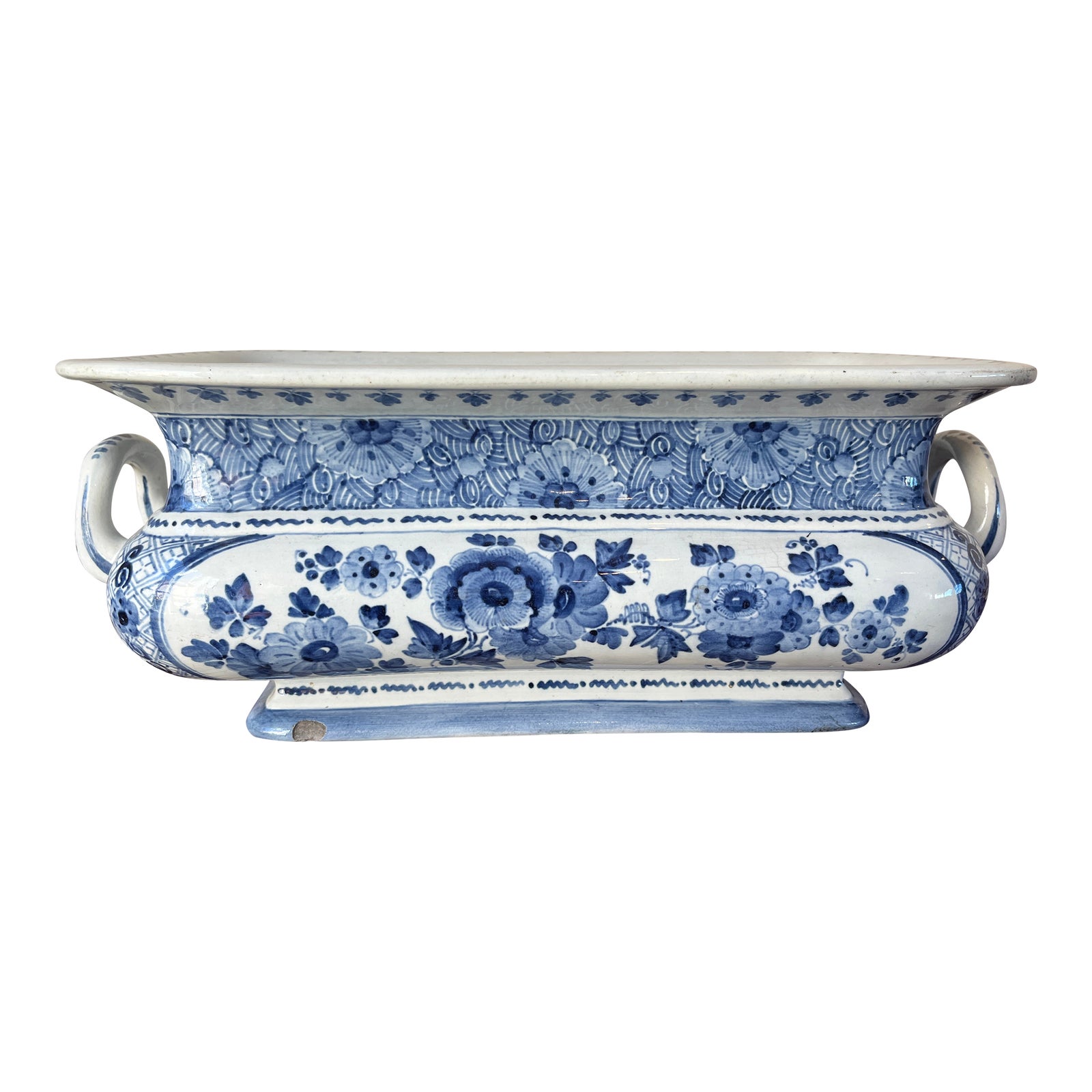 1882 Royal Delft Joost Thooft Blue & White Chinoiserie Jardinière ...