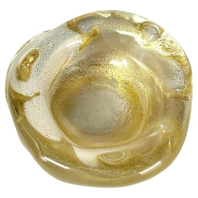 Small Murano Glass Bowl with Gold Inclusions by Archimede Seguso, Italy, 1980s For Sale - Image 10 of 10
