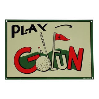 Vintage "Play Golfun" Metal Sign For Sale