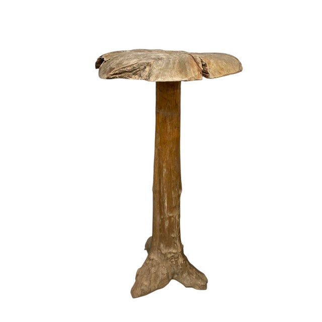 2000 - 2009 Mid-Century Hand-Carved Bleached Wood Mushroom Garden Sculpture For Sale - Image 5 of 12