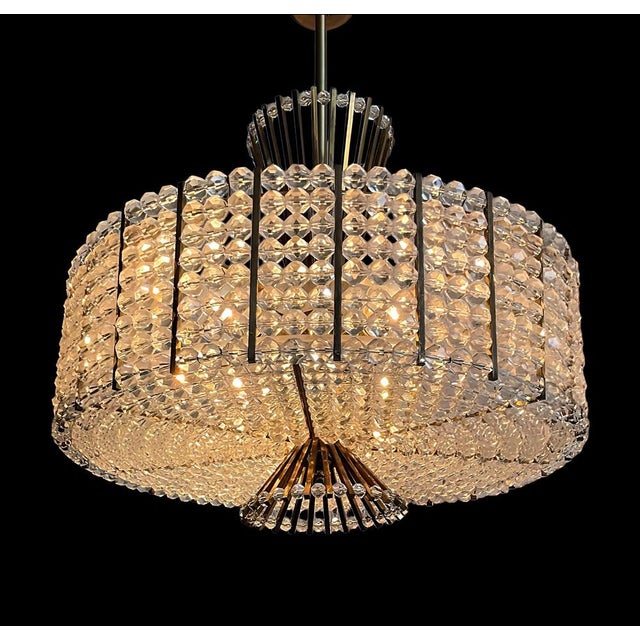 Acrylic, Crystal, Glass and Gilt Brass Chandelier attributed to Emil Stejnar for Rupert Nikoll, 1950s For Sale - Image 6 of 17