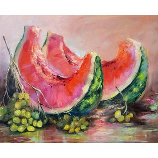 Elena Mardashova, Watermelon, 2023, Oil Painting on Canvas For Sale