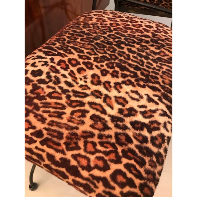 Metal Mid-Century Modern Iron Leopard Print Cerule Benches - a Pair For Sale - Image 7 of 8
