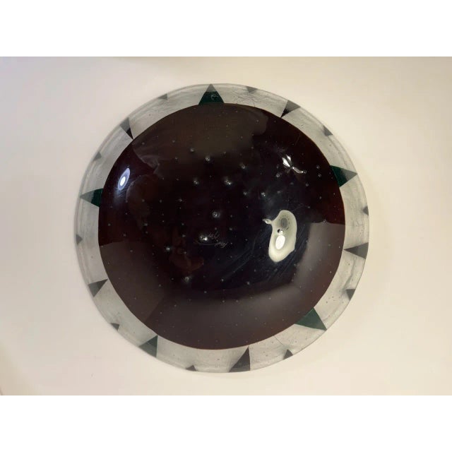 1980s 1989 Fused Matte Art Glass Mermaid & Dolphins Platter, Signed For Sale - Image 5 of 11