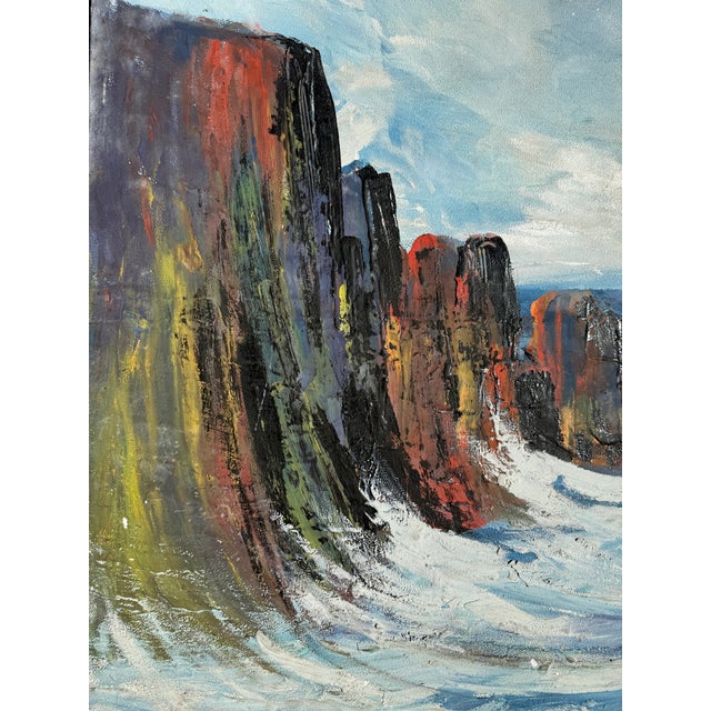 Midcentury Seascape Oil on Canvas For Sale - Image 4 of 10