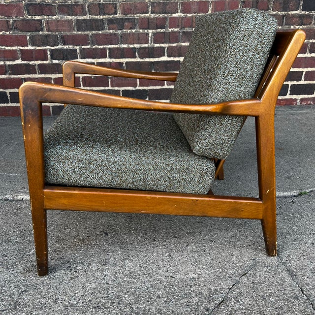 DUX Dux Lounge Chair With New Foam and Fabric Straps (Green Tweed) For Sale - Image 4 of 12