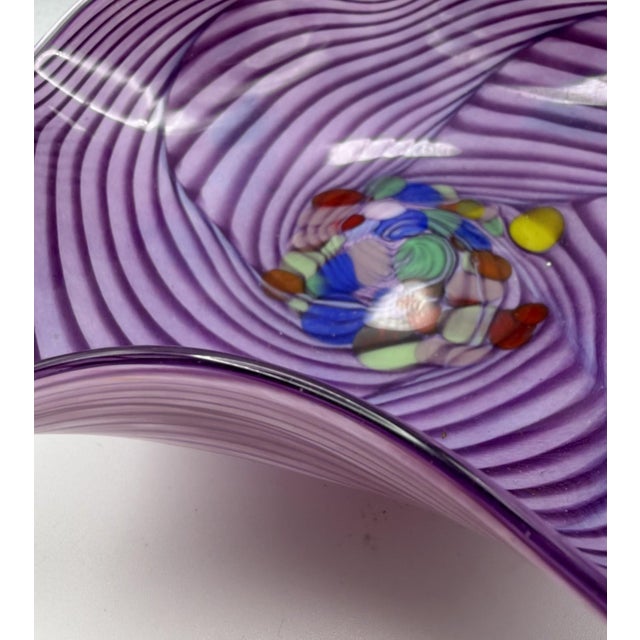 1980s Pretty Purple Murano Style Glass Plate For Sale - Image 10 of 14