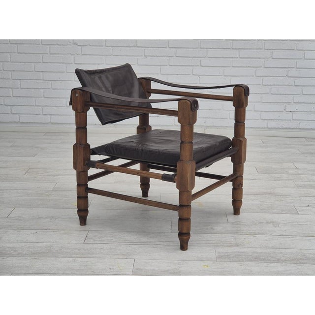 Scandinavian Safari Lounge Chair in Leather and Beech, 1960s For Sale - Image 18 of 18