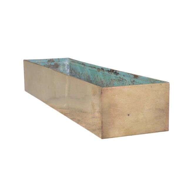 Brass Mid Century Modern Brass Studded Tabletop Planter Box For Sale - Image 8 of 18