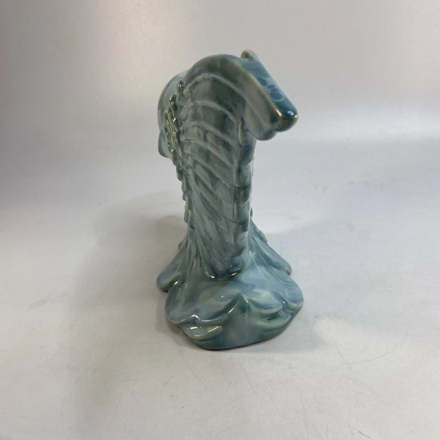 1940s Vintage Royal Haeger Pottery Bellowing Dove Vase Turquoise 40s Art Deco 7.75 In For Sale - Image 5 of 8