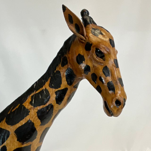 1970s Vintage Safari Leather Wrapped Tabletop Giraffe Figurine. For Sale - Image 6 of 10