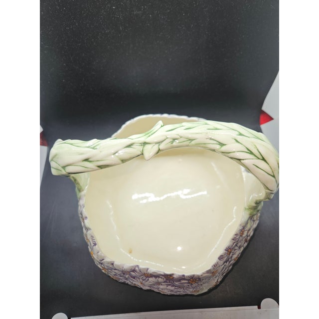 Centerpiece, Vintage Handcrafted Ceramic Basket For Sale - Image 4 of 5
