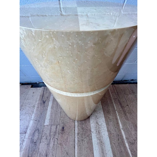 1970s Postmodern Cream Goatskin Clad Cylinder Pedestal or Column Karl Springer Style For Sale - Image 5 of 8