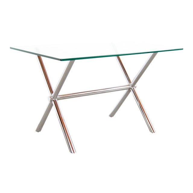 Mid Century Modern Chrome & Glass X Base Side / Occasional Table Chairish