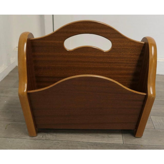 Gold Mid-Century Teak Canterbury Magazine Rack, 1960s For Sale - Image 8 of 8