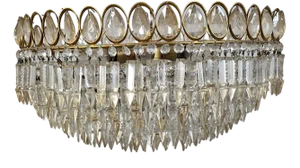 Empire Ceiling Light in Sheet Metal, Gilt Bronze and Crystal, 1950s