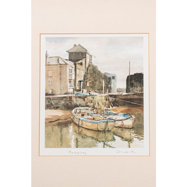 Mid-Century Modern Mid Century Signed Original Watercolor of Cornwall Harbour For Sale - Image 3 of 3