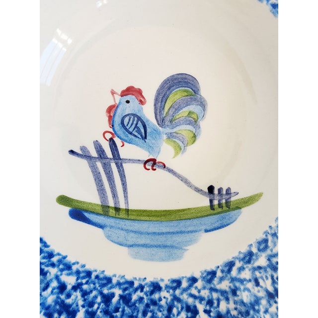 Cornflower Blue Vintage Los Angeles Pottery Laurie Gates Rooster Bowls-Set of 4 For Sale - Image 8 of 12