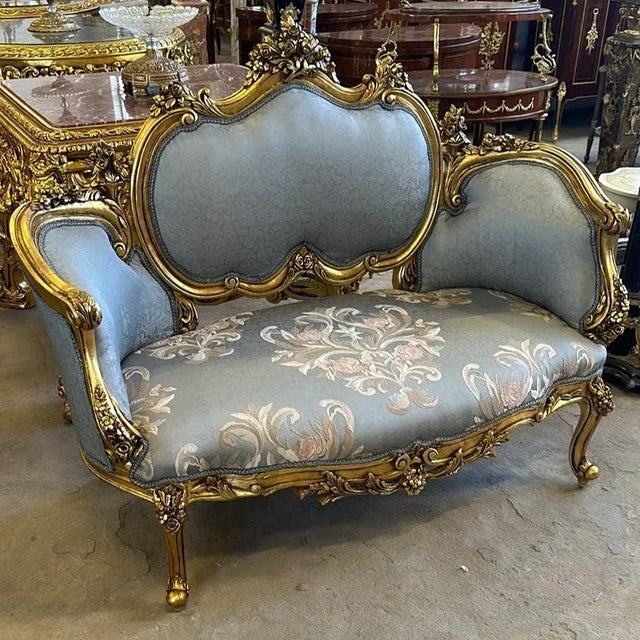Rococo French Rococo Style Tufted Settee Sofa For Sale - Image 3 of 4
