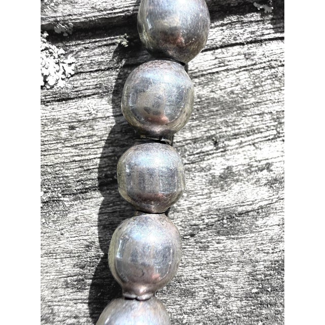 Vintage Taxco Mexico 26" Graduated Sterling Silver Bead Necklace, FSG Ts-54, 141g For Sale - Image 9 of 11