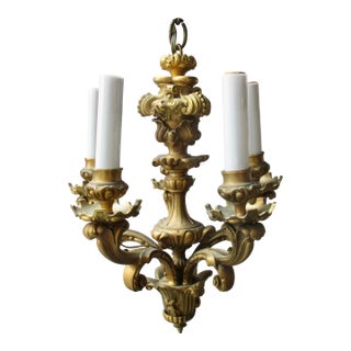 Gothic Bronze 5 Arm Chandelier For Sale