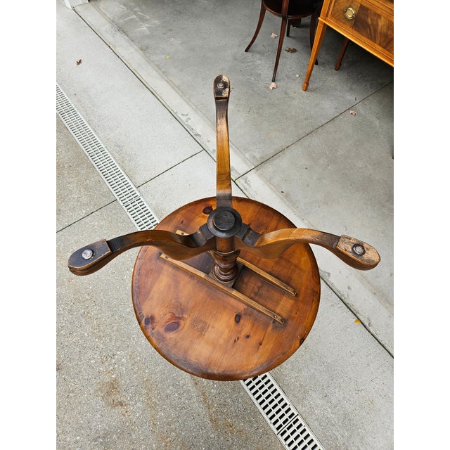 Round Pine Shop Original Pedestal Side Pub Table For Sale - Image 9 of 12
