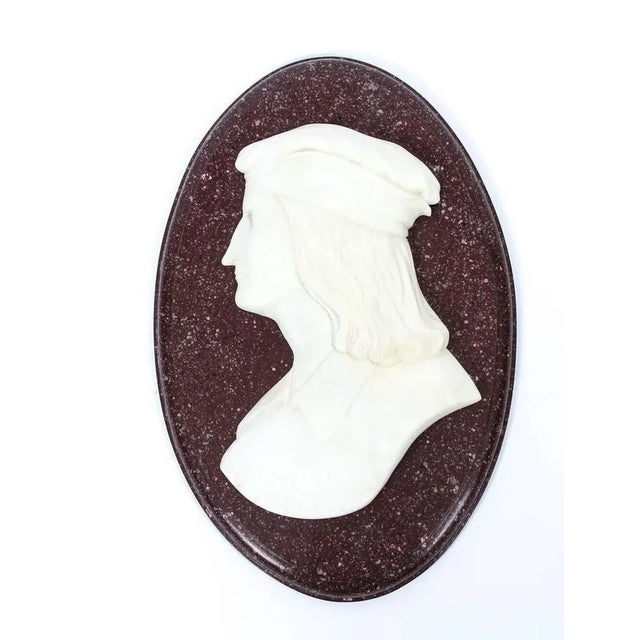 Antique Italian Marble Profile Plaques of Virgil & Dante, 19th-Century, Set of 2 For Sale - Image 3 of 8