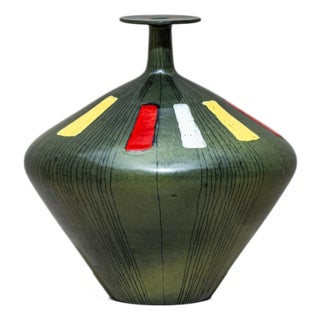 Green Ceramic Vase by San Polo, Venice, Italy, 1960s For Sale