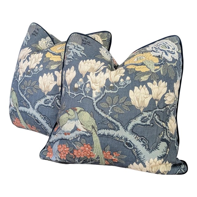 Gp & J Baker Hydrangea Bird Pillows - Set of 2 For Sale