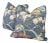 Gp & J Baker Hydrangea Bird Pillows With Navy Cord - Set of 2 For Sale