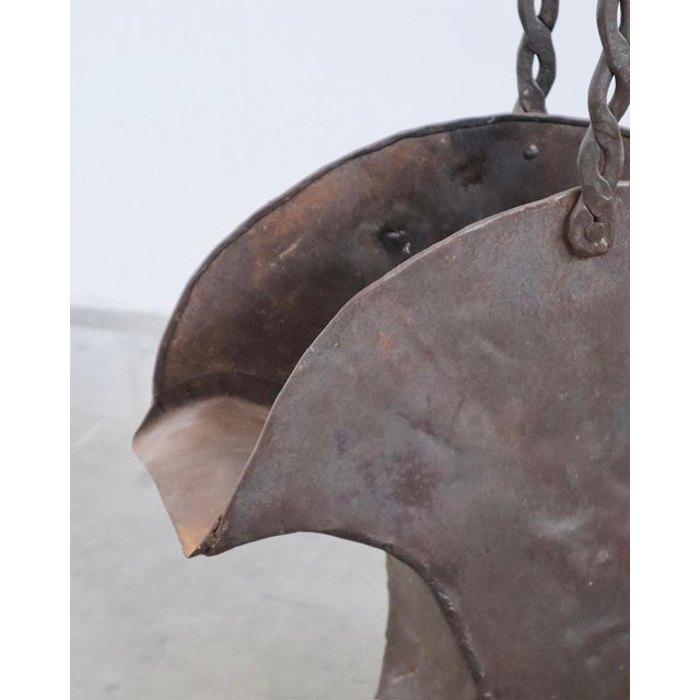 Brutalist Vintage Brutalist Iron Basket With Twisted Handle For Sale - Image 3 of 6