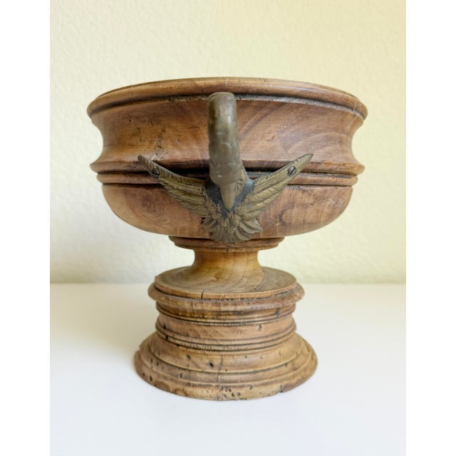 Neoclassical Italian Neoclassical Wood Tazza With Bronze Swan Handles, Early 20th Century For Sale - Image 3 of 12