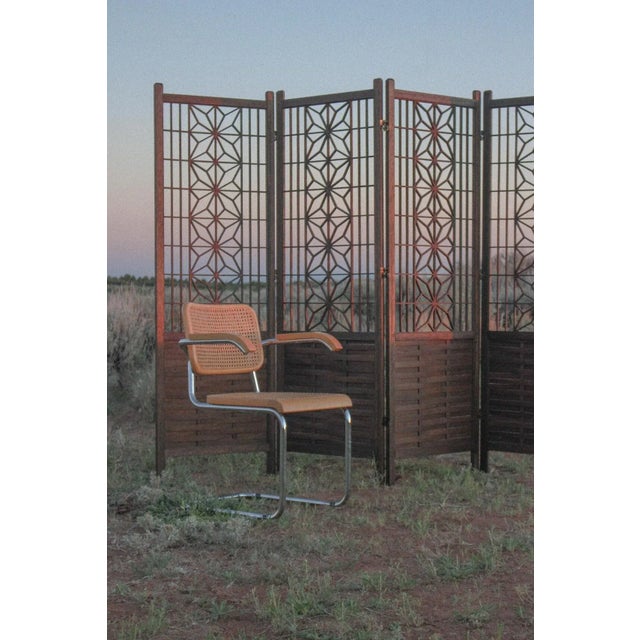 Wood Mid-Century Modern Kumiko Teak Wood Room Divider Folding Screen For Sale - Image 7 of 10