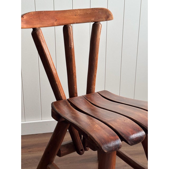 1960s Vintage Brutalist Wabi-Sabi Wood Dining Chairs, Set of 4 For Sale - Image 9 of 18