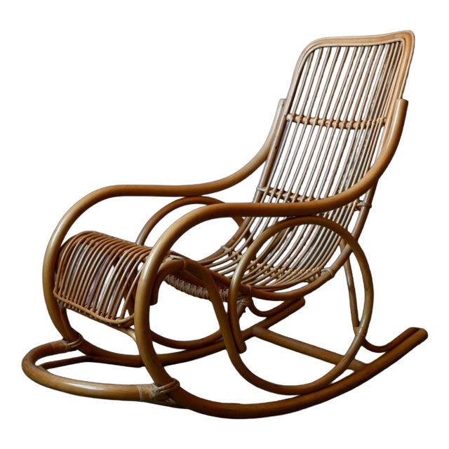 Vintage Rattan Rocking Chair, 1960s For Sale