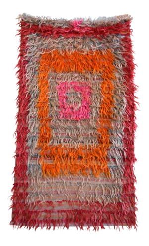 Turkish Hand-Woven Shaggy Rug Kilim Area Rug Wall Decor Vintage - 3′× 5′5″