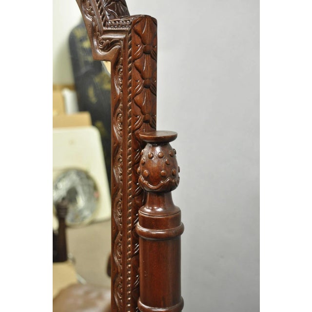 Early 21st Century Wellington Carved Mahogany Frame Italian Renaissance Tall Dressing Cheval Mirror For Sale - Image 5 of 14