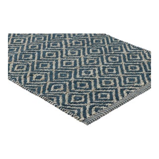 Part & Parcel Goods Textured Diamond Runner, 2’6”x10’, Sapphire and Eggshell For Sale