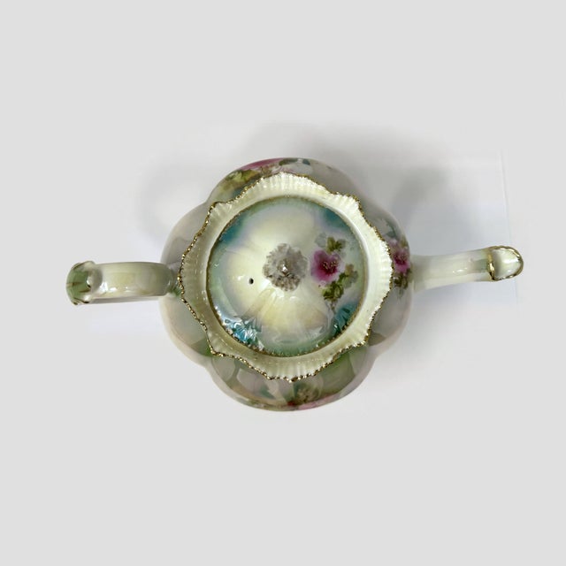 Early 20th Century Rs Prussia Teapot Floral Pink Flowers Gold Trim Marked For Sale In Houston - Image 6 of 9